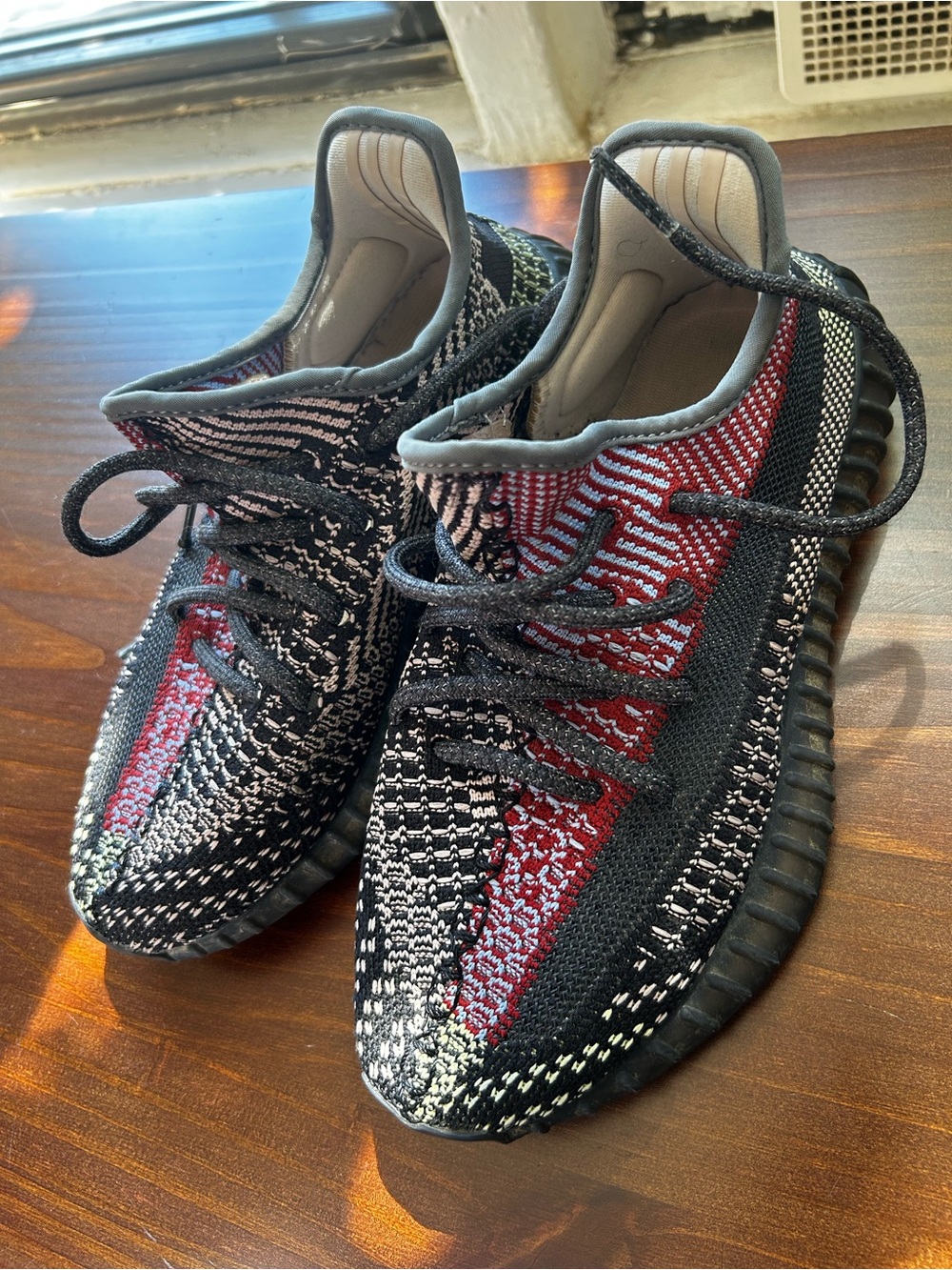 Yeezy Boost Style Knit Sneakers in Black, Red, Gray